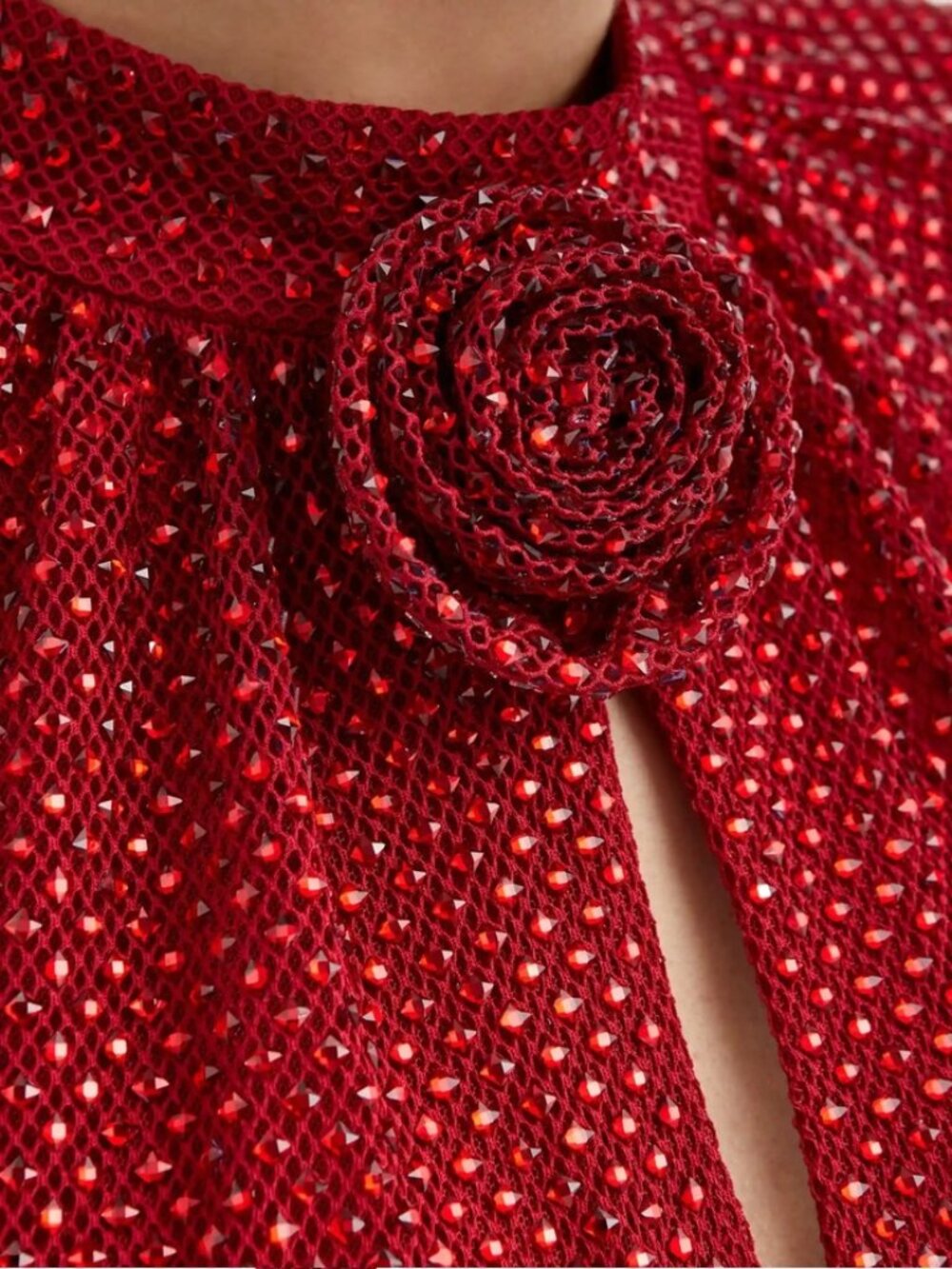 Self Portrait Red Rhinestone Fishnet Top, US 4 - Picture 6 of 6